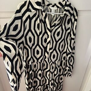 H&M Abstract Geometric Long Sleeve Dress S